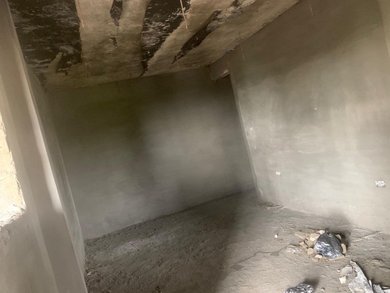 Interior shell — plastering in progress
