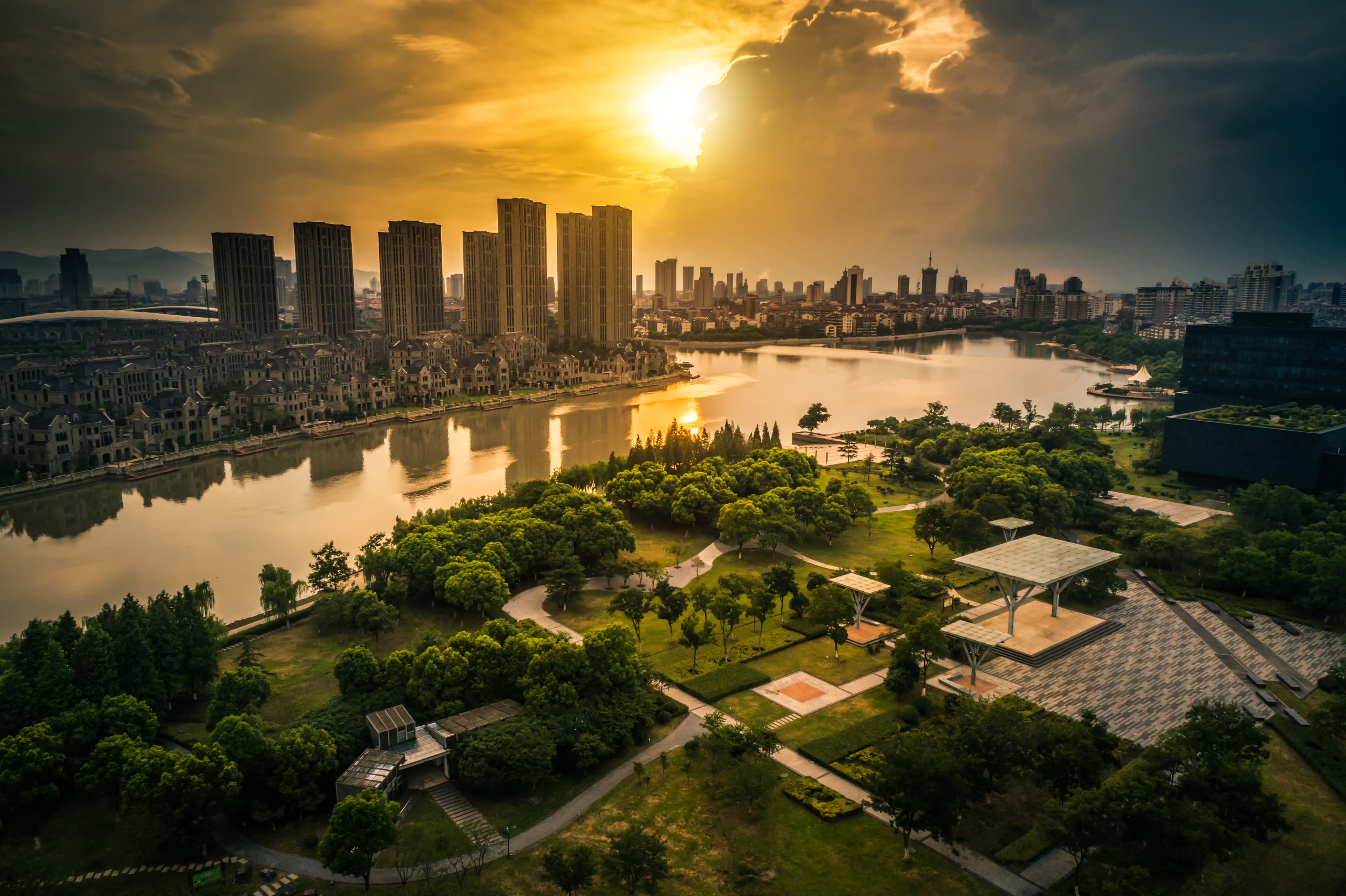 Lagos skyline at sunset